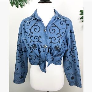 Vintage Studio Works Embroidered Denim Top